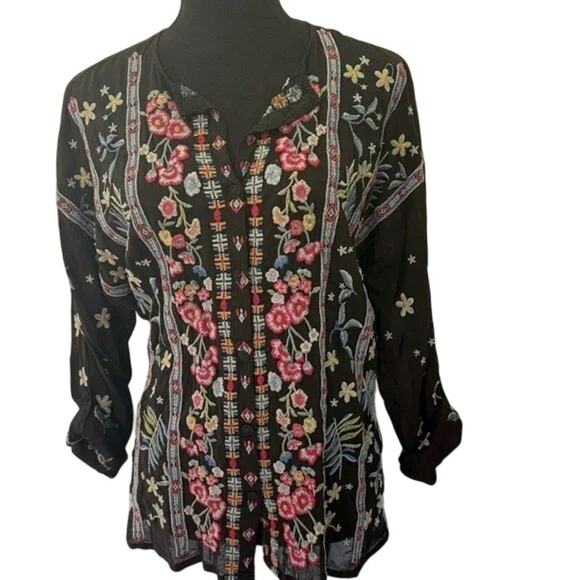 Johnny Was Striped Garden Blouse L - Picture 5 of 5